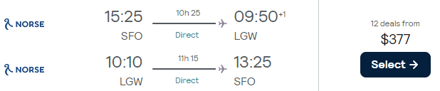 Non-stop flights from US cities to London